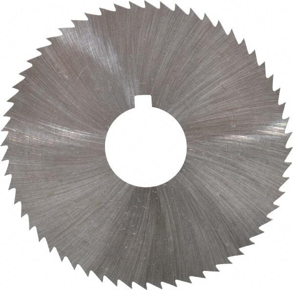 Made in USA - 2-1/4" Diam x 0.016" Blade Thickness x 5/8" Arbor Hole Diam, 60 Tooth Slitting and Slotting Saw - Arbor Connection, Right Hand, Uncoated, High Speed Steel, Concave Ground, Contains Keyway - Strong Tooling