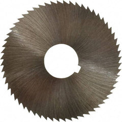 Made in USA - 2-1/4" Diam x 0.028" Blade Thickness x 5/8" Arbor Hole Diam, 60 Tooth Slitting and Slotting Saw - Arbor Connection, Right Hand, Uncoated, High Speed Steel, Concave Ground, Contains Keyway - Strong Tooling