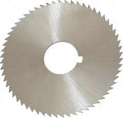 Made in USA - 2-1/4" Diam x 0.032" Blade Thickness x 5/8" Arbor Hole Diam, 60 Tooth Slitting and Slotting Saw - Arbor Connection, Right Hand, Uncoated, High Speed Steel, Concave Ground, Contains Keyway - Strong Tooling