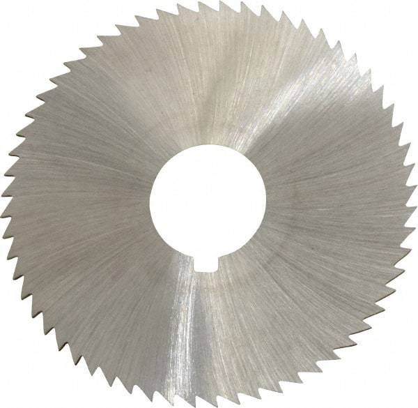 Made in USA - 2-1/4" Diam x 0.036" Blade Thickness x 5/8" Arbor Hole Diam, 60 Tooth Slitting and Slotting Saw - Arbor Connection, Right Hand, Uncoated, High Speed Steel, Concave Ground, Contains Keyway - Strong Tooling