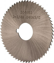 Made in USA - 2-1/4" Diam x 0.04" Blade Thickness x 5/8" Arbor Hole Diam, 60 Tooth Slitting and Slotting Saw - Arbor Connection, Right Hand, Uncoated, High Speed Steel, Concave Ground, Contains Keyway - Strong Tooling