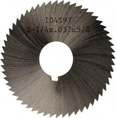 Made in USA - 2-1/4" Diam x 0.057" Blade Thickness x 5/8" Arbor Hole Diam, 60 Tooth Slitting and Slotting Saw - Arbor Connection, Right Hand, Uncoated, High Speed Steel, Concave Ground, Contains Keyway - Strong Tooling