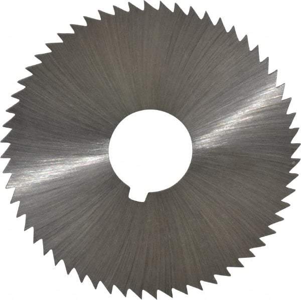 Made in USA - 2-1/4" Diam x 0.064" Blade Thickness x 5/8" Arbor Hole Diam, 60 Tooth Slitting and Slotting Saw - Arbor Connection, Right Hand, Uncoated, High Speed Steel, Concave Ground, Contains Keyway - Strong Tooling