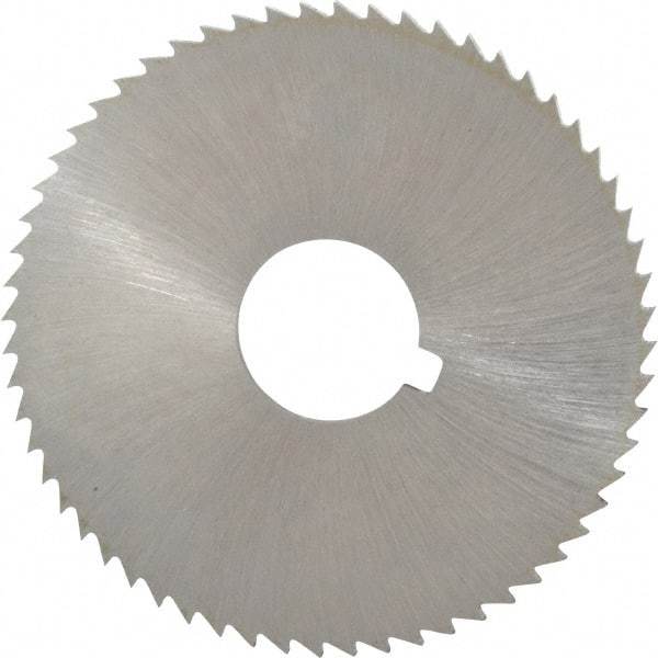 Made in USA - 2-1/4" Diam x 0.091" Blade Thickness x 5/8" Arbor Hole Diam, 60 Tooth Slitting and Slotting Saw - Arbor Connection, Right Hand, Uncoated, High Speed Steel, Concave Ground, Contains Keyway - Strong Tooling