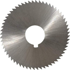 Made in USA - 2-1/4" Diam x 0.102" Blade Thickness x 5/8" Arbor Hole Diam, 60 Tooth Slitting and Slotting Saw - Arbor Connection, Right Hand, Uncoated, High Speed Steel, Concave Ground, Contains Keyway - Strong Tooling