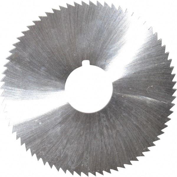 Made in USA - 2-3/4" Diam x 0.114" Blade Thickness x 3/4" Arbor Hole Diam, 72 Tooth Slitting and Slotting Saw - Arbor Connection, Right Hand, Uncoated, High Speed Steel, Concave Ground, Contains Keyway - Strong Tooling