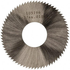 Made in USA - 2-3/4" Diam x 0.01" Blade Thickness x 1" Arbor Hole Diam, 72 Tooth Slitting and Slotting Saw - Arbor Connection, Right Hand, Uncoated, High Speed Steel, Concave Ground, Contains Keyway - Strong Tooling