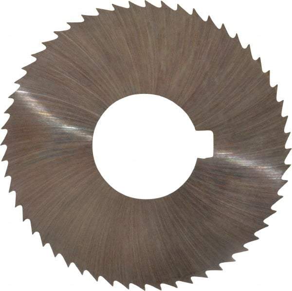 Made in USA - 2-3/4" Diam x 0.045" Blade Thickness x 1" Arbor Hole Diam, 56 Tooth Slitting and Slotting Saw - Arbor Connection, Right Hand, Uncoated, High Speed Steel, Concave Ground, Contains Keyway - Strong Tooling