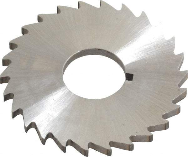 Made in USA - 1-1/2" Diam x 3/32" Blade Thickness x 1/2" Arbor Hole Diam, 26 Tooth Slitting and Slotting Saw - Arbor Connection, Right Hand, Uncoated, High Speed Steel, Concave Ground, Contains Keyway - Strong Tooling