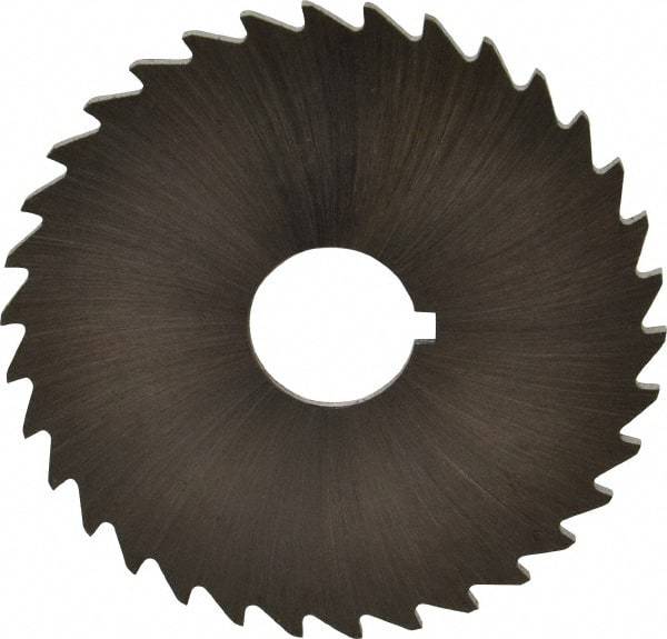 Made in USA - 2" Diam x 1/16" Blade Thickness x 1/2" Arbor Hole Diam, 34 Tooth Slitting and Slotting Saw - Arbor Connection, Right Hand, Uncoated, High Speed Steel, Concave Ground, Contains Keyway - Strong Tooling