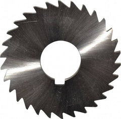 Made in USA - 3" Diam x 1/8" Blade Thickness x 1" Arbor Hole Diam, 30 Tooth Slitting and Slotting Saw - Arbor Connection, Right Hand, Uncoated, High Speed Steel, Concave Ground, Contains Keyway - Strong Tooling