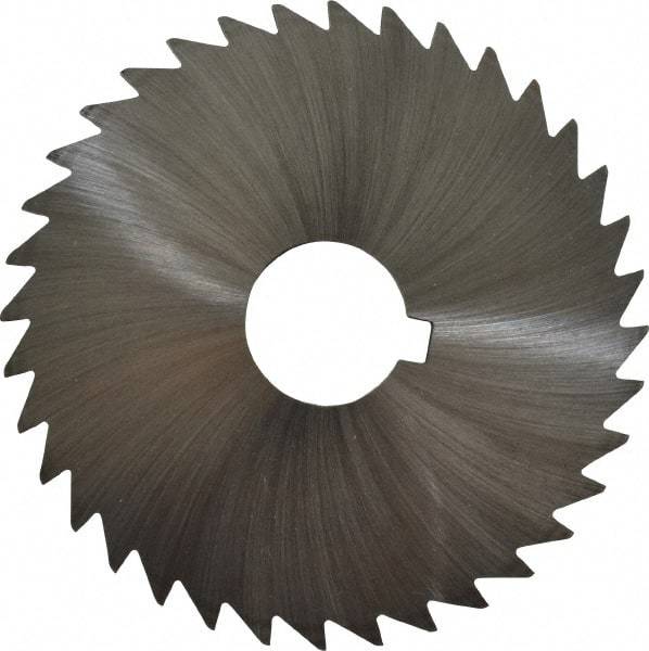 Made in USA - 4" Diam x 3/32" Blade Thickness x 1" Arbor Hole Diam, 36 Tooth Slitting and Slotting Saw - Arbor Connection, Right Hand, Uncoated, High Speed Steel, Concave Ground, Contains Keyway - Strong Tooling