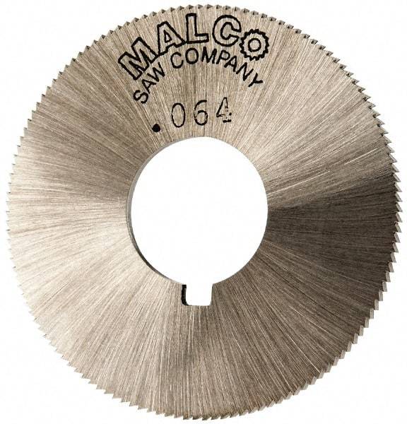 Made in USA - 1-3/4" Diam x 0.064" Blade Thickness x 5/8" Arbor Hole Diam, 132 Tooth Slitting and Slotting Saw - Arbor Connection, Right Hand, Uncoated, High Speed Steel, Concave Ground, Contains Keyway - Strong Tooling