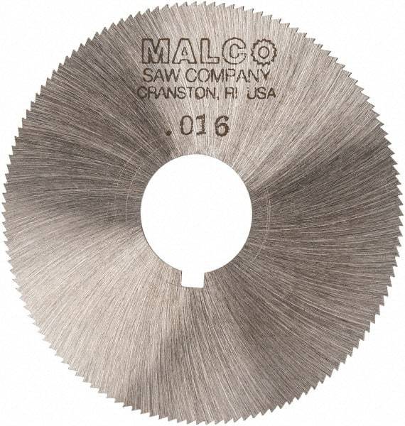 Made in USA - 2-1/4" Diam x 0.016" Blade Thickness x 5/8" Arbor Hole Diam, 132 Tooth Slitting and Slotting Saw - Arbor Connection, Right Hand, Uncoated, High Speed Steel, Concave Ground, Contains Keyway - Strong Tooling