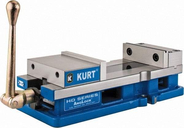 Kurt - 6" Jaw Width, 9-1/16" Jaw Opening Capacity, Horizontal Stationary Machine Vise - Manual Operation, 5,250 Lb Capacity, 1 Station, 18.32" Long x 4.86" High x 1-31/64" Deep, 1.735" Jaw Height, 5,250 Lb Max Clamp Force - Strong Tooling