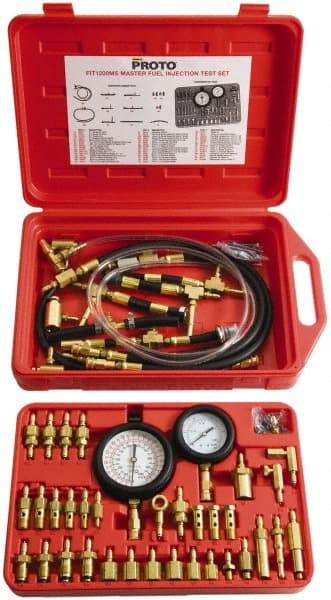 Proto - 2' Hose Length, 0 to 145 psi, Mechanical Automotive Fuel Injection Tester - 1 Lb Graduation - Strong Tooling