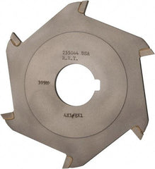 Made in USA - 4" Diam x 1/8" Blade Thickness x 1" Arbor Hole Diam, 6 Tooth Slitting and Slotting Saw - Arbor Connection, Right Hand, Uncoated, Carbide-Tipped, Contains Keyway - Strong Tooling