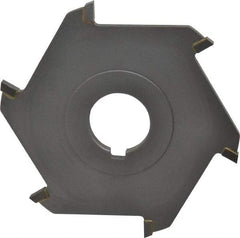 Made in USA - 4" Diam x 3/16" Blade Thickness x 1" Arbor Hole Diam, 6 Tooth Slitting and Slotting Saw - Arbor Connection, Right Hand, Uncoated, Carbide-Tipped, Contains Keyway - Strong Tooling