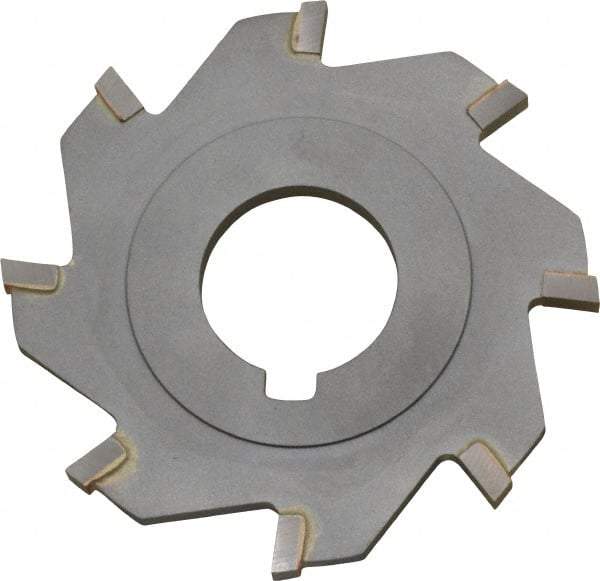 Made in USA - 3" Diam x 3/16" Blade Thickness x 1" Arbor Hole Diam, 8 Tooth Slitting and Slotting Saw - Arbor Connection, Right Hand, Uncoated, Carbide-Tipped, Contains Keyway - Strong Tooling