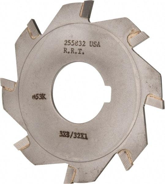 Made in USA - 3" Diam x 3/32" Blade Thickness x 1" Arbor Hole Diam, 8 Tooth Slitting and Slotting Saw - Arbor Connection, Right Hand, Uncoated, Carbide-Tipped, Contains Keyway - Strong Tooling