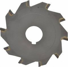 Made in USA - 4" Diam x 1/8" Blade Thickness x 1" Arbor Hole Diam, 10 Tooth Slitting and Slotting Saw - Arbor Connection, Right Hand, Uncoated, Carbide-Tipped, Contains Keyway - Strong Tooling