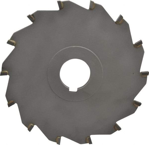 Made in USA - 6" Diam x 1/4" Blade Thickness x 1-1/4" Arbor Hole Diam, 14 Tooth Slitting and Slotting Saw - Arbor Connection, Right Hand, Uncoated, Carbide-Tipped, Contains Keyway - Strong Tooling