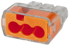 Ideal - 3 Port, 18 to 12 AWG Compatible, Push-In Wire Connector - 0.78" OAL x 0.69" OAW x 0.38" OAH, Orange - Strong Tooling