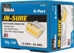 Ideal - 4 Port, 18 to 12 AWG Compatible, Push-In Wire Connector - 0.78" OAL x 0.82" OAW x 0.38" OAH, Yellow - Strong Tooling