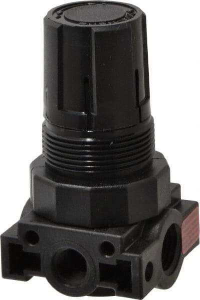 Parker - 1/4 NPT Port, Plastic Miniature Regulator - 0 to 60 psi Range, 150 Max psi Supply Pressure, 1/8" Gauge Port Thread, 1.6" Wide x 3.1" High - Strong Tooling