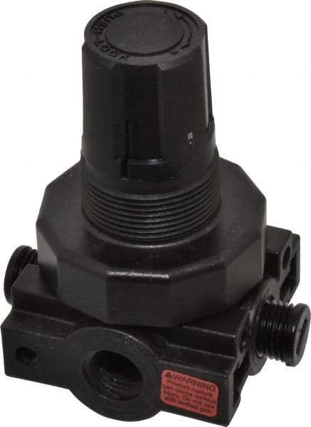 Parker - 1/4 NPT Port, Plastic Miniature Regulator - 0 to 25 psi Range, 150 Max psi Supply Pressure, 1/4" Gauge Port Thread, 2.06" Wide x 3.43" High - Strong Tooling