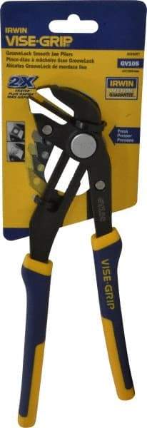 Irwin - 10" OAL, 2-1/4" Jaw Length, Groovelock Pliers - Smooth Jaw, Smooth Head, ProTouch Handles - Strong Tooling