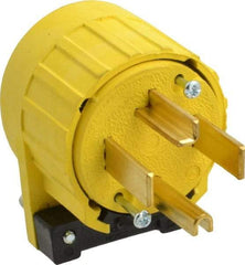 Pass & Seymour - 125/250 VAC, 30 Amp, 14-30P NEMA, Angled, Ungrounded, Specification Grade Plug - 3 Pole, 4 Wire, Yellow - Strong Tooling