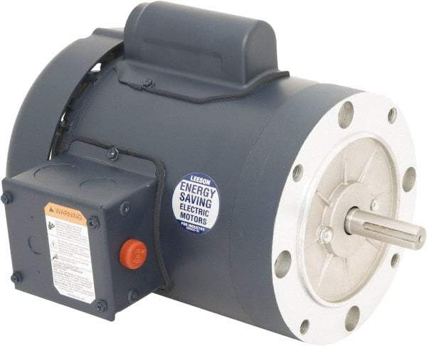 Leeson - 1 Max hp, 1,800 Max RPM, Capacitor Start Electric AC DC Motor - 115/230 V Input, Single Phase, 56C Frame, C-Face Mount, TEFC Enclosure - Strong Tooling