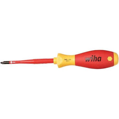 Wiha - #2, 8-19/64" OAL, Insulated Phillips Screwdriver - 3-15/16" Blade Length, Straight Shank, Acetate Handle - Strong Tooling