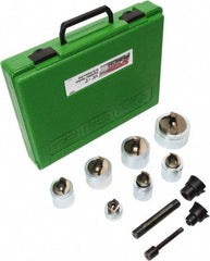 Greenlee - 12 Piece, .885 to 2.416" Punch Hole Diam, Power Knockout Set - Round Punch, 10 Gage Stainless Steel - Strong Tooling