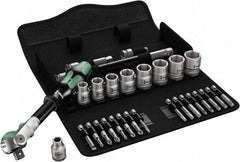 Wera - 29 Piece 3/8" Drive Standard Socket Set - 6 Points, 1/4 to 3/4", T15 to T40 Torx, Inch Measurement Standard - Strong Tooling