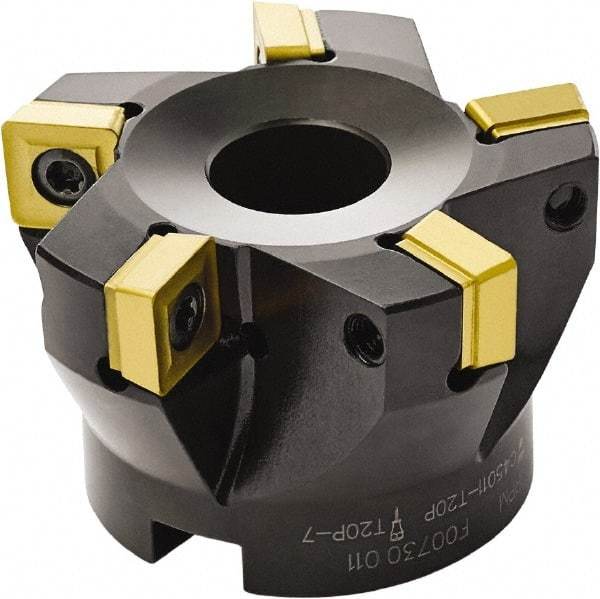 Seco - 100mm Cut Diam, 32mm Arbor Hole, 11mm Max Depth of Cut, 87° Indexable Chamfer & Angle Face Mill - 7 Inserts, SC.. 1206 Insert, Right Hand Cut, Through Coolant, Series R220.79 - Strong Tooling