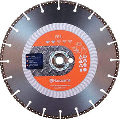 Husqvarna - 14" Diam, 25/32 & 1" Arbor Hole Diam, Continuous Edge Tooth Wet & Dry Cut Saw Blade - Diamond-Tipped, General Purpose Action, Standard Round Arbor - Strong Tooling