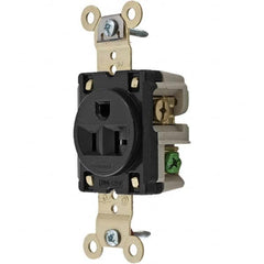 Hubbell Wiring Device-Kellems - 125V 20A NEMA 5-20R Industrial Grade Black Straight Blade Single Receptacle - Strong Tooling