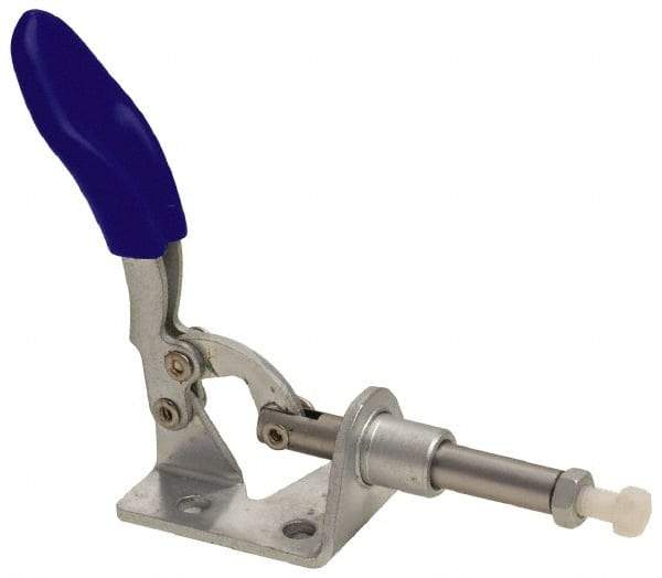 Gibraltar - 100 Lb Load Capacity, Flanged Base, Carbon Steel, Standard Straight Line Action Clamp - 3 Mounting Holes, 0.18" Mounting Hole Diam, 1/4" Plunger Diam, Thumb Handle - Strong Tooling