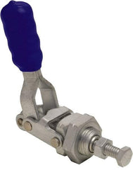 Gibraltar - 200 Lb Load Capacity, Flush Base, Carbon Steel, Standard Straight Line Action Clamp - 5/8" Mounting Hole Diam, 0.38" Plunger Diam, Straight Handle - Strong Tooling