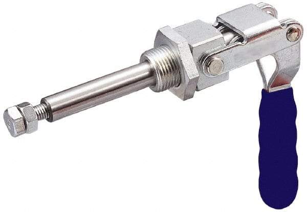 Gibraltar - 700 Lb Load Capacity, Flush Base, Carbon Steel, Standard Straight Line Action Clamp - 1" Mounting Hole Diam, 0.63" Plunger Diam, Straight Handle - Strong Tooling