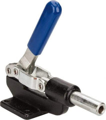 Gibraltar - 800 Lb Load Capacity, Flanged Base, Carbon Steel, Standard Straight Line Action Clamp - 4 Mounting Holes, 0.38" Mounting Hole Diam, 0.62" Plunger Diam, Whale Tail Handle - Strong Tooling