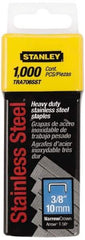 Stanley - 27/64" Wide Stainless Steel Narrow Crown Staples - 3/8" Leg Length - Strong Tooling