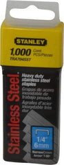 Stanley - 27/64" Wide Stainless Steel Narrow Crown Staples - 1/4" Leg Length - Strong Tooling