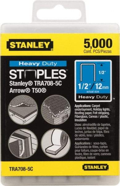 Stanley - 27/64" Wide Galvanized Steel Heavy Duty Power Crown Staples - 1/2" Leg Length - Strong Tooling