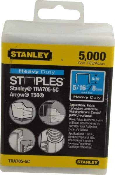 Stanley - 27/64" Wide Galvanized Steel Heavy Duty Power Crown Staples - 5/16" Leg Length - Strong Tooling