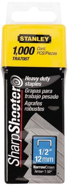 Stanley - 27/64" Wide Galvanized Steel Heavy Duty Power Crown Staples - 1/2" Leg Length - Strong Tooling