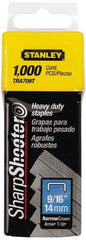 Stanley - 27/64" Wide Galvanized Steel Heavy Duty Power Crown Staples - 9/16" Leg Length - Strong Tooling