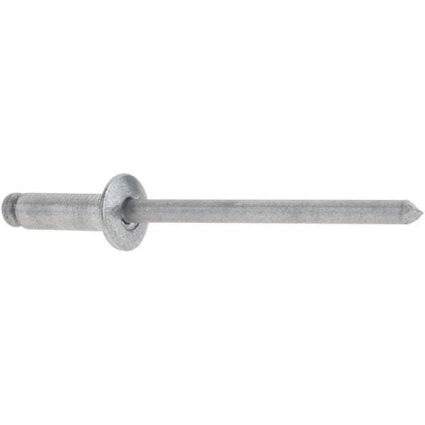 Stanley - Button Head Aluminum Color Coded Blind Rivet - Aluminum Mandrel, 0.188" to 1/4" Grip, 1/4" Head Diam, 0.125" to 0.133" Hole Diam, 0.4" Length Under Head, 1/8" Body Diam - Strong Tooling